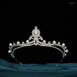 Clip per capelli Fashion Crown Crown Women Tiara Pearl Rhinestone Diadem Bande di Corea Bride Head Accessori per matrimoni Gift