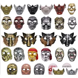 Máscaras de festa Halloween skl máscara de esqueleto assustador guerreiro pirata face protetor para traje de máscaras de cosplay adereços de figurino vintage grot dhmkt