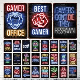 Gaming Chill Metal Sign Savage Gamer Vintage Tin Poster Game Zoon Retro Neon Gamer Room Decoration Shabby Plates Plaque Bar Cafe Wall Decor Painting 30X20CM w01