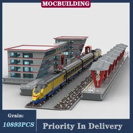 Inne zabawki MOC Modern City Railway Station Model Build Block Montaż Street View Kolekcja Seria prezentów zabawek 230815