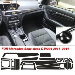 Mercedes Benz C Class W204 20122014 내부 중앙 제어판 도어 핸들 3D 5D 탄소 섬유 스티커 데칼 자동차 스타일링 4339o