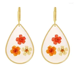 Dangle Earrings ZHINI Design Colorful Flower Water Drop For Women Simple Geometric Circle Metal Statement Earring Jewelry Brincos