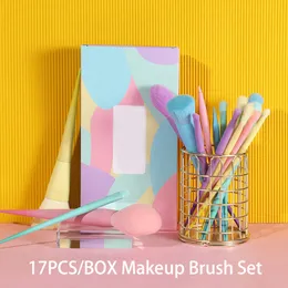 Makeup Tools 17st Colorful Brush Set Rainbow Borstes Cosmetic Foundation Powder Blush Portable Full Beauty 230816