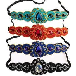 Bröllopshår smycken handgjorda vintage pannband Soutache Fashion Jewelry Accessoire Hårband Färgglada Crystal Boho Clips Trend 230815