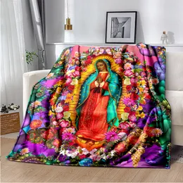 Cobertores Nossa Senhora de Guadalupe cobertor leve Mary Warm Mary Throe Blanket Sofá Cover Religião Religião para o sofá do quarto 230815
