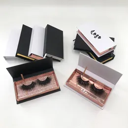 False Eyelashes Dramatic Fluffy 25mm Mink Custom Black White Magnetic Case Eyelash Packaging Box 230816