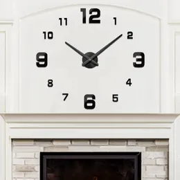 Relógios de parede Modern sem moldura relógio de parede DIY grande relógio de parede 3D Números de espelho acrílico adesivos de parede para decorações de escritório em casa Horloge 230815