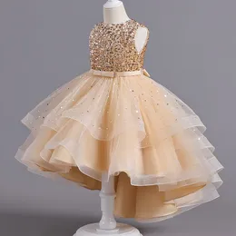 新しい黄色の光沢のあるブリンガンの花の女の子ドレスプリーツ誕生日結婚式のパーティードレス衣装レースドレスガウン花柄の赤ちゃんページェントガウン最初の聖体拝領ウェディングウェア