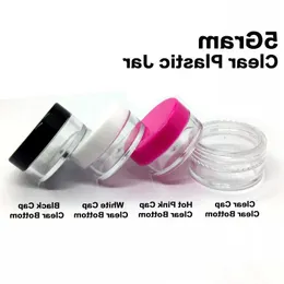 Dimensioni da 5 ml/5 grammi barattoli di plastica trasparente mini cosmetico campione vuoto a pentola trasparente per trucco acrilico per occhiali per occhiali per occhiali per labbra per labbra art art bott sufi