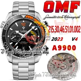 OMF V4 A9900 Cronógrafo Automático Relógio Automático 215.30.46.51.01.002 Black Orange Ceramic Munbel Plenagem Staen