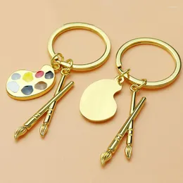 Keychains Creative Painting Brush Painter Palette Pendant Keychain Artist Key Chain Car Cute KeyRing Art Course Souvenir Gift