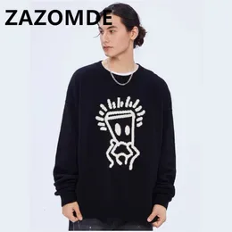 Herrenpullover Zazomde Cartoon Harajuku Stricker Sweater Winter Vintage Graph Black Pullovers Korean Fashion High Street 230815