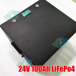 Lithium 24V 100Ah LiFepo4 rechargeable battery pack for solar energy storage RV system motor home caravan+avan+10A charger
