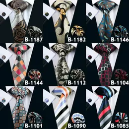 جميع أنواع TIE MANS 47 أنماط ربطة عنق مجموعة للرجال عالي الجودة العلاقات الكبار TIE HANKY CUFFLINKS مجموعة 335V