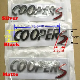 Car styling ABS Plastic Letter Metal Emblem words Badge for MINI Cooper S Tailgate Rear Boot Trunk Hatch Black Matte Silver238E