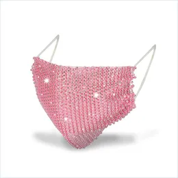 Other Fashion Accessories Designer Rhinestone Mask Luxury Shining Masks For Women Tide Street Party Night Club Facewear 11 Colors 292 Dh0Hj