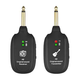 Suportes de flash Guitar Sistema de transmissão sem fio transceptor de coleta de guitarra elétrica A8 Receptor 230816