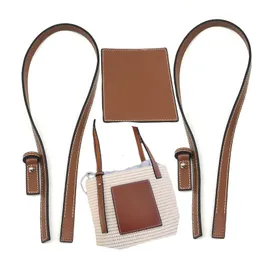 Väska delar Tillbehör Handvävd Luojia Straw Bag Hand Bill Axel Bomull Straw Bag Artificial Leather Material Bag Tillbehör Handtag och etikett 230815