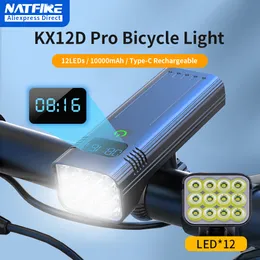 Bike Lights Natfire 12 LED LIGHT 4800 Lumen USB C Alluminio ricaricabile MTB Bicycle 10000Mah Power Bank Feelight da 6 a 230815