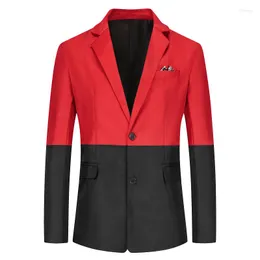 Men's Suits Original Design Patchwork Suit Jacket Red / Black White Fashion Men Bar KTV Stage Performance Casual Blazer Coats