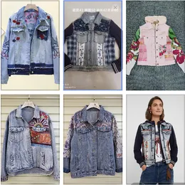 Jackets femininos comércio exterior espanhol original Single Heavy Industry Impresso Denim Coat for Women 230815