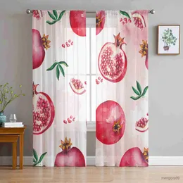 Curtain Pomegranate Watercolor Sheer Window Curtains for Bedroom Hall Drapes Home Decor Tulle Curtains for Living Room Chiffon Curtains R230816