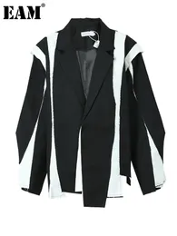 Womens Suits Blazers EAM Women Black Irregular Colorblock Big Size Blazer Lapel Long Sleeve Jacket Fashion Spring Autumn 1DF3080 230815