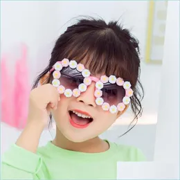 Солнцезащитные очки круглые дети цветы женщин пляж мода Floral Summer Party Eyewear Vintage Drop Accessories Dhsuc