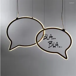 Pendant Lamps Modern Chat Dialog Box Shape LED Lights Restaurant Bar Living Room Corridor Cafe Clothing Store Creative