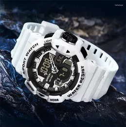 腕時計サンダ3129ファッションTPUストラップ防水性LED明るいデジタルアナログディスプレイアウトドアスポーツメンクロノグラフアラームウォッチ