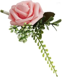 Dekorative Blumen Hochzeit Dekor Braut Brautmajid Corsage Buttonloch Prom Party Gunst - Pink