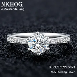 Обручальные кольца nkhog Real 3 для женщин 925 стерлинговые серебряные классические 6 -когтя
