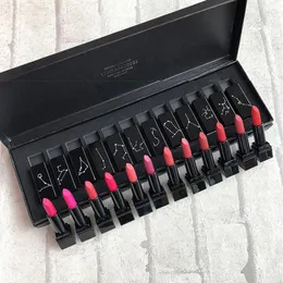 립스틱 12pcs 무광택 세트 12 s 선물 상자 방수 길고 오래 지속되는 립 유약 논격 컵 메이크업 TSLM1 230816