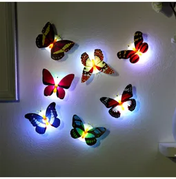 As luzes noturnas da borboleta podem ser coladas com adesivos de parede de borboleta 3D para decoração de casa Diy Sala de estar adesivos de parede