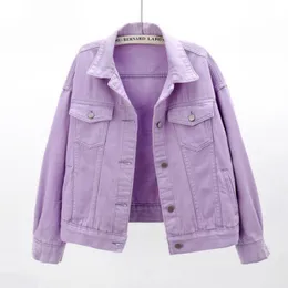 Kurtki damskie Deeptown damskie kurtki jesienne jesienne Y2K Streetwear Coat Pink Jean Jacket Casual Tops Purple Oversizee Tops Lady Ourowear 230815