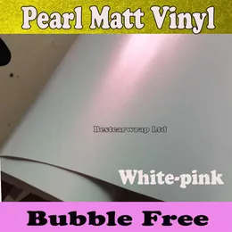 Premium Pearl White Matt Vinyl Wrap White-pink Pearlescent white Matte Film Car Wrapping Foil Sticker Size1 52 20M Roll 5x66ft1816