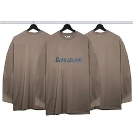 BLCGレンシアユニセックス秋の高水準の長袖Tシャツメンヘビー級100％コットンファブリックトップ洗浄ヴィンテージレトロプルオーバー85210