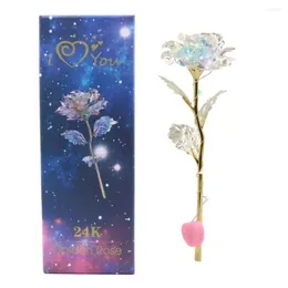 Kwiaty dekoracyjne 2pcs /niesamowita LED Fairy Rose 24K Złoty sztuczny kwiat na dziewczynę Wedding Walentynki Prezent urodzinowy