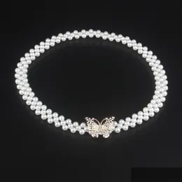 Pasy Rhinestone Pasband Elast Force Women Pirdle Butterfly Artifical Pearl Belt Pieczęć Autunia Znakomita moda 5 3HY O2 DROP DHXUJ