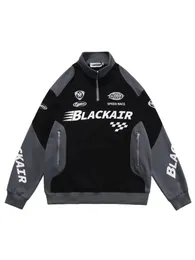 Erkek Hoodies Sweatshirts Vintage Racer Motosiklet Sweatshirt Yarım Zip Erkekler Büyük Boy Sokak Giyim Kadın Salonu Çift Giysiler Giymek 230816