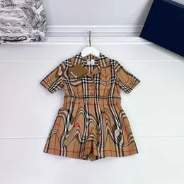 designer Baby bodysuit Multi color striped cross design girl onesie Size 100-160 CM Short sleeved lapel design kids jumpsuits July05