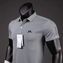 Erkek Polos Yaz Golf Gömlek Erkekler Sıradan Polo Kısa Kollu Nefes Alabilir Hızlı Kuru J Lindeberg Wear Sports T Shirt 230815