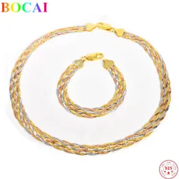 Collane a ciondolo Bocai S925 Collana in argento sterling per donne 2023 Fashion natalizio Tre colori Gold Oro Placing Six Wire Argentum Jewelry 230816