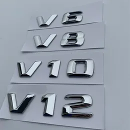 V6 V8 V10 V12 رقم الرسالة شعار Chrome Emblem Logo لـ Mercedes Benz C200 E300 Car Tyling Fender Discording Mark Sticker300T