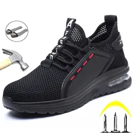 Säkerhetsskor andningsbara män arbete Säkerhetsskor Anti-Smashing Steel Toe Cap Working Boots Construction Investuctible Work Sneakers Men Shoes 230815