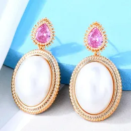 Orecchini a pensione Missvikki Summer Round Pearl for Women Bridal Wedding Party Boho Ins Style Be Gioielli da regalo Original Lady Girl