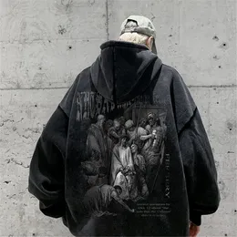 Мужские толстовки толстовок черной готический дьявол для печати мужской пуловер синий хип -хоп мышь Уличная одежда осенняя толстовка панк зима