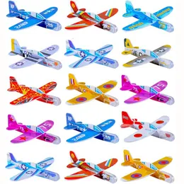 ألعاب الرمي اليدوية طراز DIY تجميع الرسوم المتحركة Mini Eva Foam Glider Airplane Outdoor Fun Toy Kids Gift 2431
