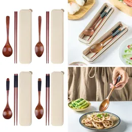 Geschirrsets schönes Geschenk für Reisen Mittagessen hölzernen japanischen Geschirr Löffel Spoon Gabel Chemsfaden