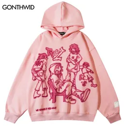 Erkek Hoodies Sweatshirts Hip Hop Erkekler Hoodie Sweatshirts y2k Streetwear Japon anime çizgi film baskısı kapşonlu harajuku moda rahat kazak kapüşonları 230815